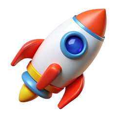 3d rendered cartoon rocket isolated on transparent background