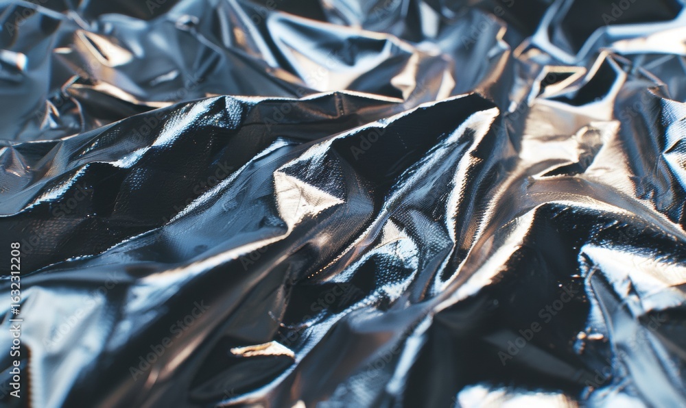 Poster abstract silver foil texture with dynamic light and shadow patterns