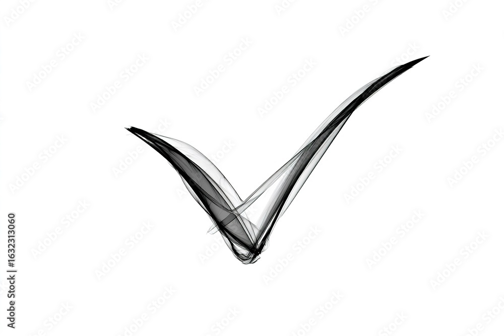 Poster creative abstract design representing a check mark symbolizing approval and success in a minimalist 