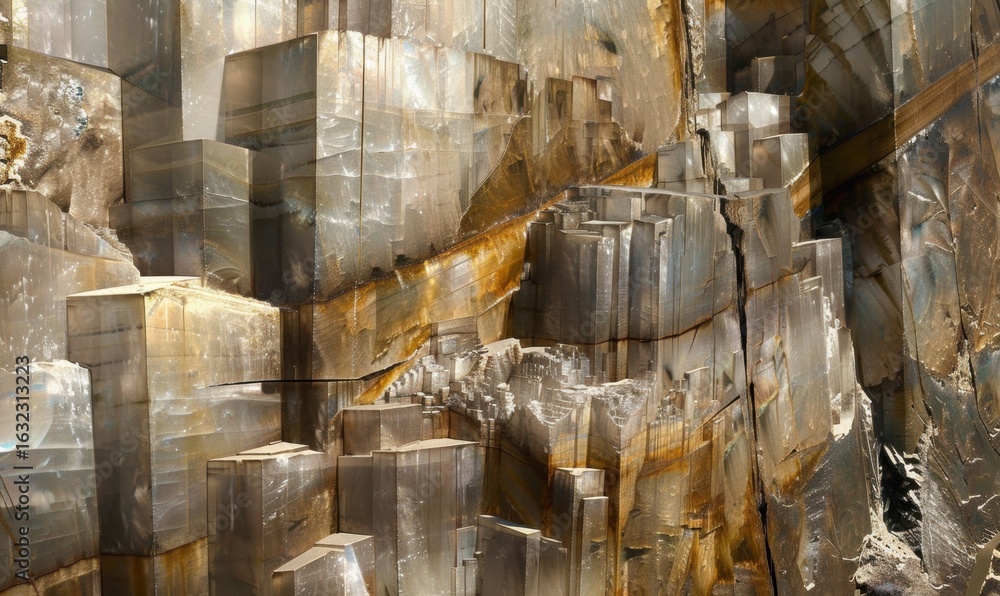 Poster abstract stone stack pattern with geometric blocks and textural surface