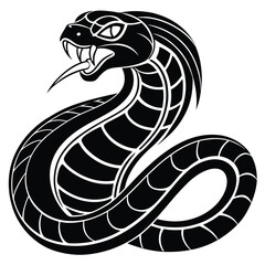 Obraz premium Black Cobra Snake Silhouette with Forked Tongue Extended serpent reptile