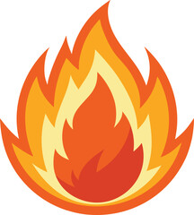 Fire flame vector icon isolated on transparent background