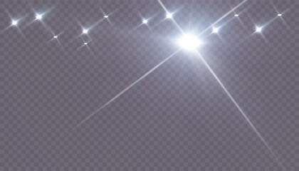 Bright white highlights and elliptical reflections of light that mimic stadium floodlights. Transparent glow for creating photographic highlights, projection highlights or cinematic lighting.