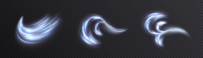 A set of cold air swirls and snow whirls, suitable for winter effects, air flow visual effects or magical movements.