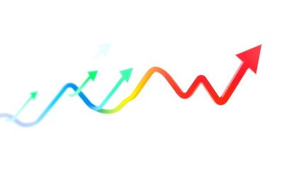 Growth arrow chart on blue background, illustrating success and financial progress in the stock market