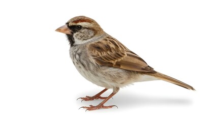 Realistic House Sparrow Side View Isolated on White Background
