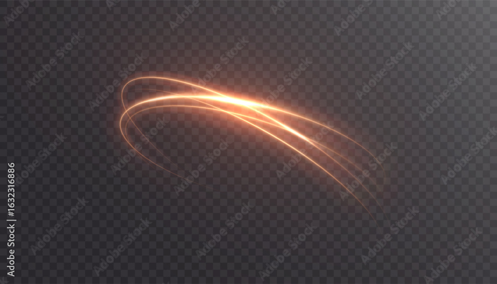 Aufkleber bright, bright gold, glowing curved line with magic light effect. glow effect for game interface des