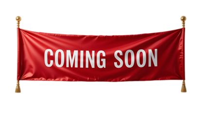 Red Coming Soon Banner for Announcements and Promotions.