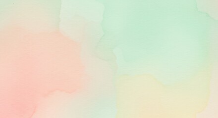 Soft pastel watercolor background with gentle color transitions of pink, yellow, and green, perfect for design and art projects