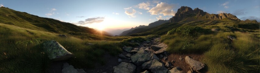 Fototapeta premium Stunning 360 degree hdr panorama mountains nature
