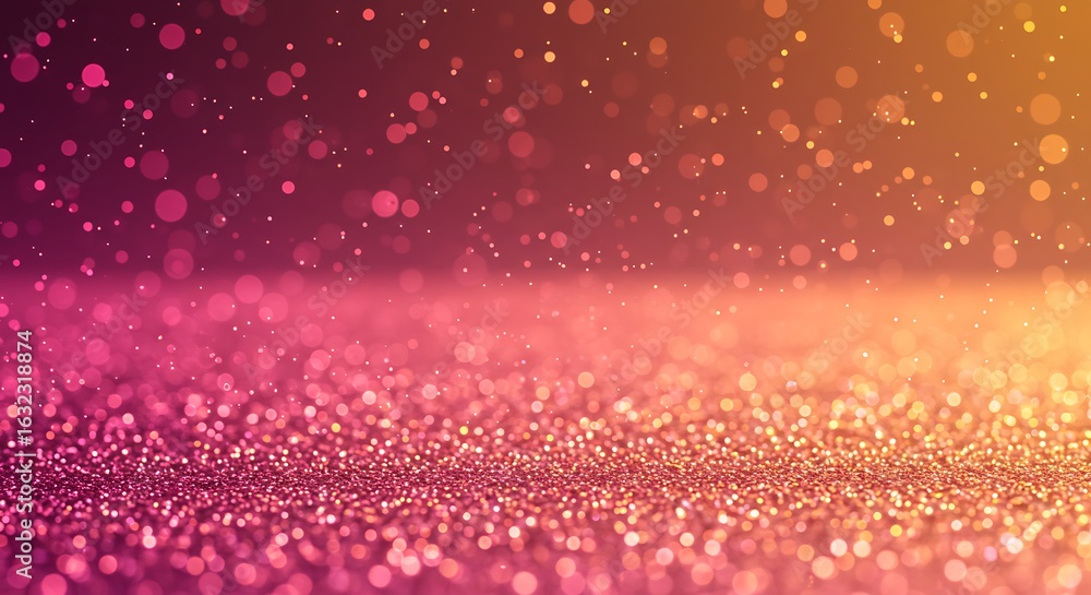 Aufkleber vibrant pink and orange glitter background with shimmering bokeh lights. abstract festive concept wi