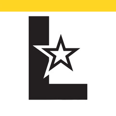 Bold Black Letter L with a White Star Emblem - A Strong, Modern Graphic Symbol