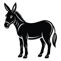 Fototapeta premium Black Silhouette of a Donkey with Long Ears and Tail animal mammal