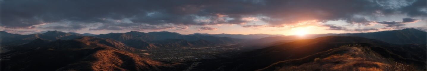 Fototapeta premium Sunset over mountains hdr panorama 360 degree