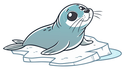Fototapeta premium Seal Pup Arctic Marine Animal Vector Illustration Transparent Background