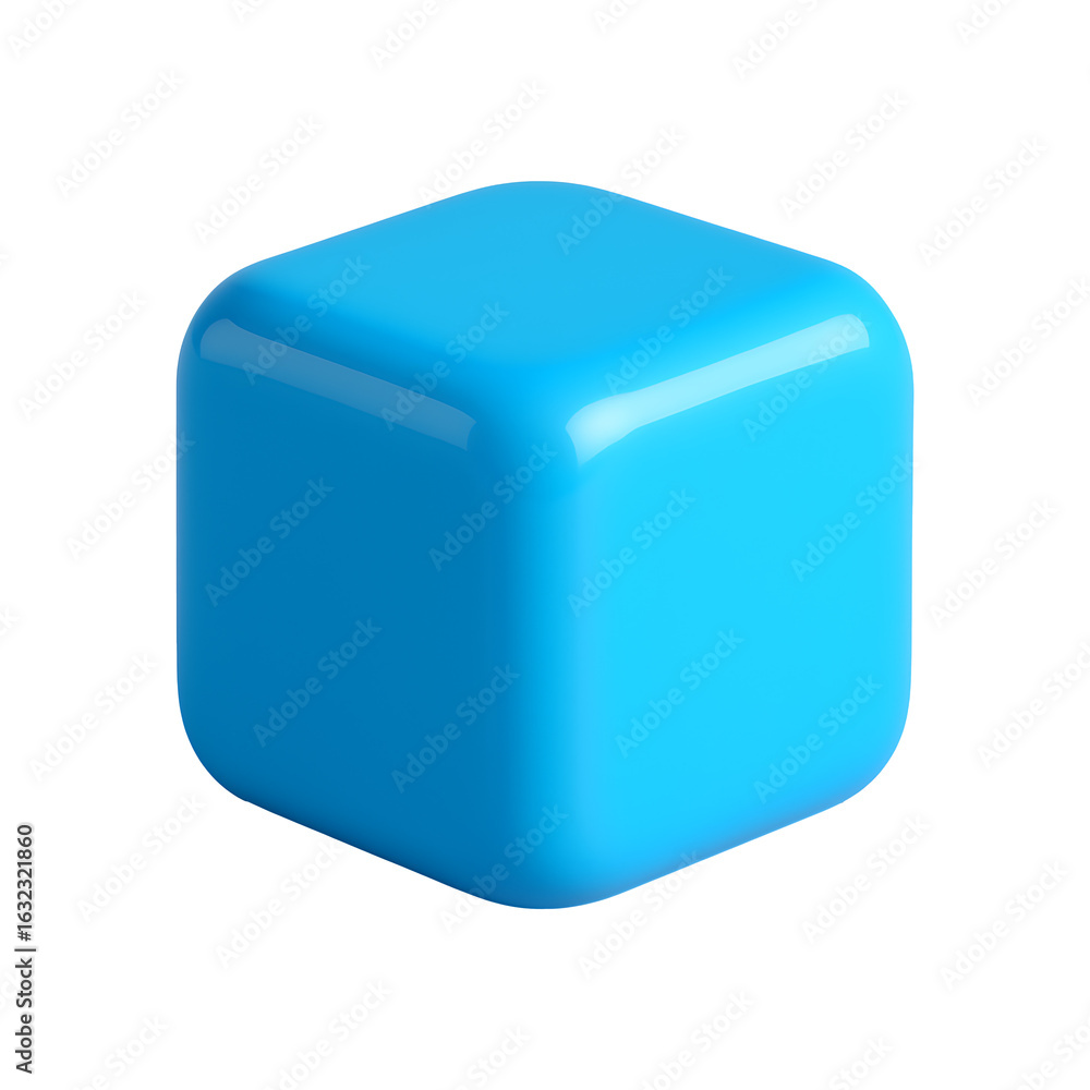 Poster minimalist blue block 3d shape isolated on a transparent background