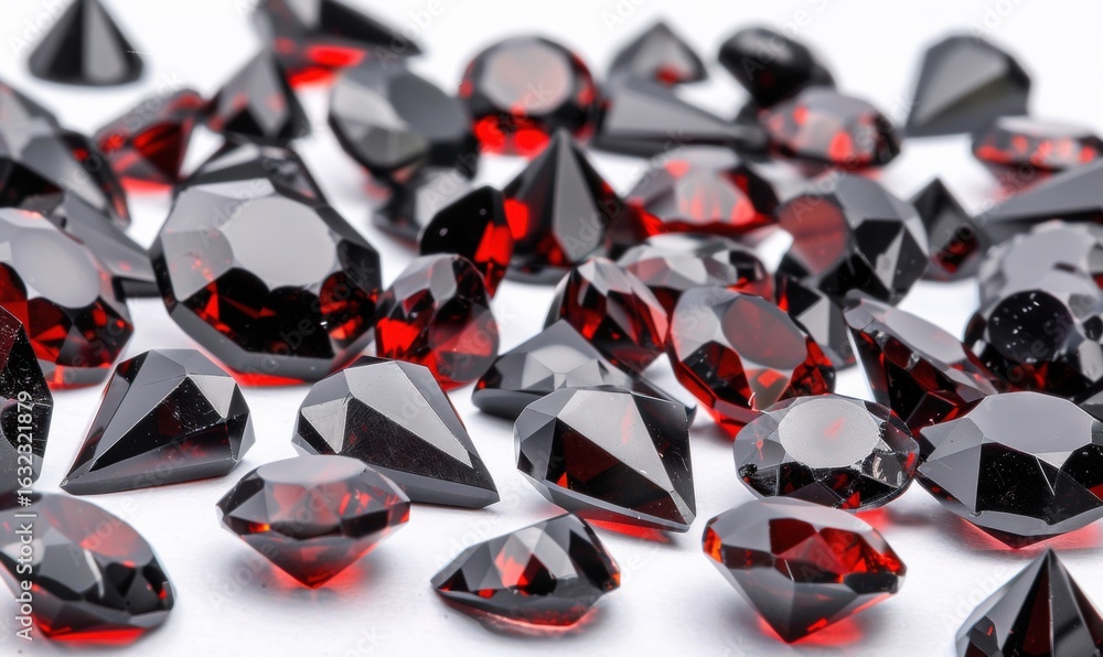 Poster collection of sparkling gems with dark color faceted texture and precious look