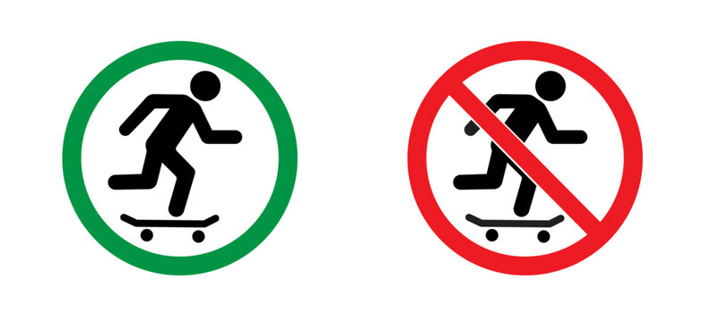 No Skateboarding Sign and Skateboarding vector illustration 