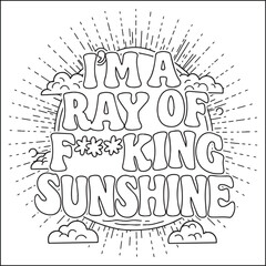 Groovy swear words. Bold and easy coloring pages for adults.