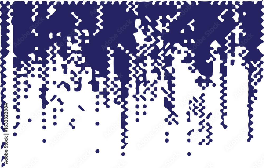 Poster abstract blue pixelated dissolving pattern on white background