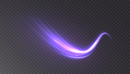 Purple glow effect with glitter magic energy. Magical design for fairy tale illustration. Vortex trail effect. Vector