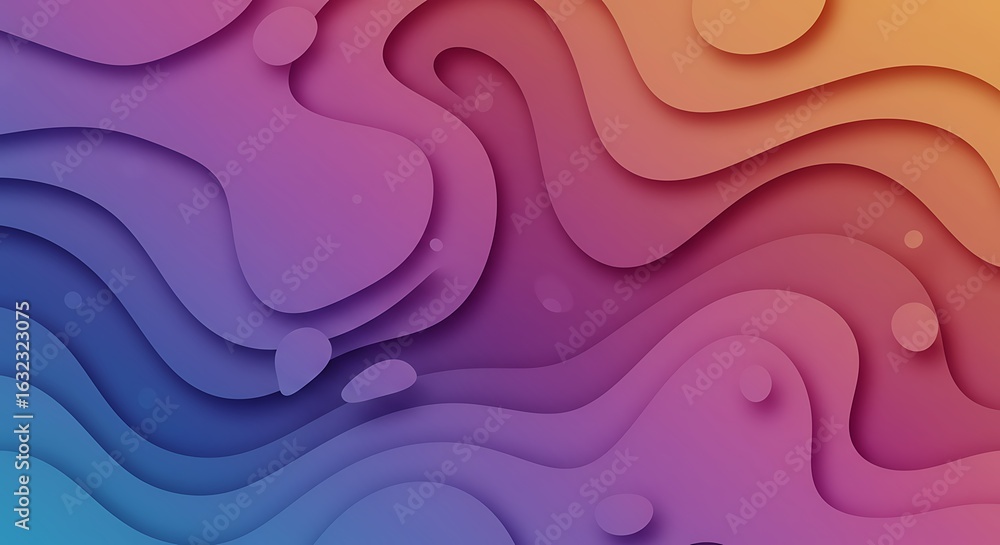 Aufkleber dynamic abstract background featuring smooth, wavy layers in a colorful gradient, creating a 3d pape
