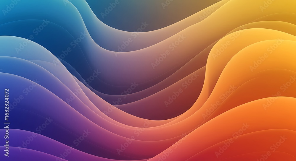 Poster colorful abstract wavy background with smooth gradient layers. a fluid and modern design with vibran
