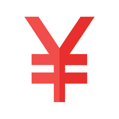 Obraz premium red yen symbol on white