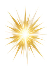 Fototapeta premium Radiant golden burst with sharp, elongated spikes emanating symmetrically from the center on transparent background.