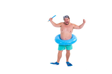 A funny fat man dreams of a vacation at the sea.