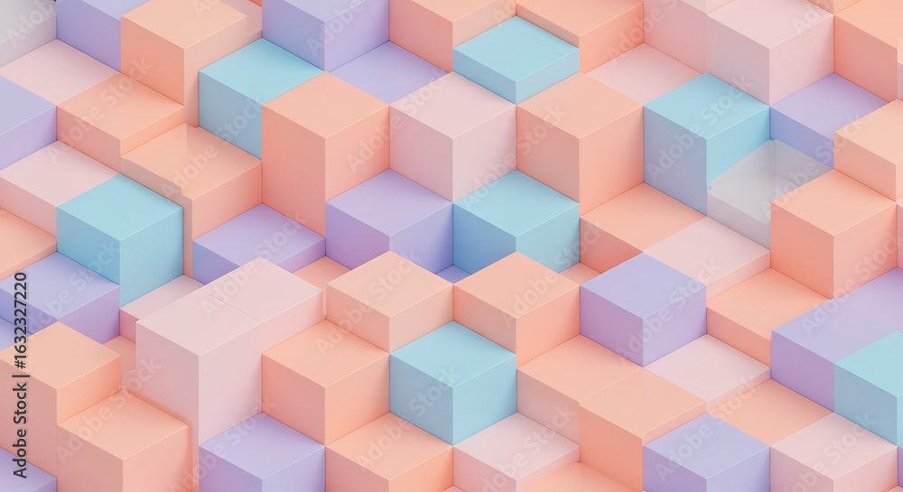 Aufkleber abstract colorful background with geometric 3d cubes, blocks, and boxes in a playful and puzzle-like