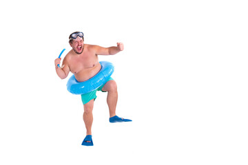 A funny fat man dreams of a vacation at the sea.