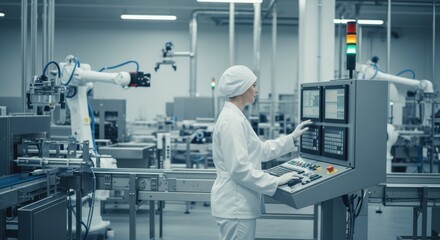 Industrial food processing with computerized control panels and cuttingedge technology.
