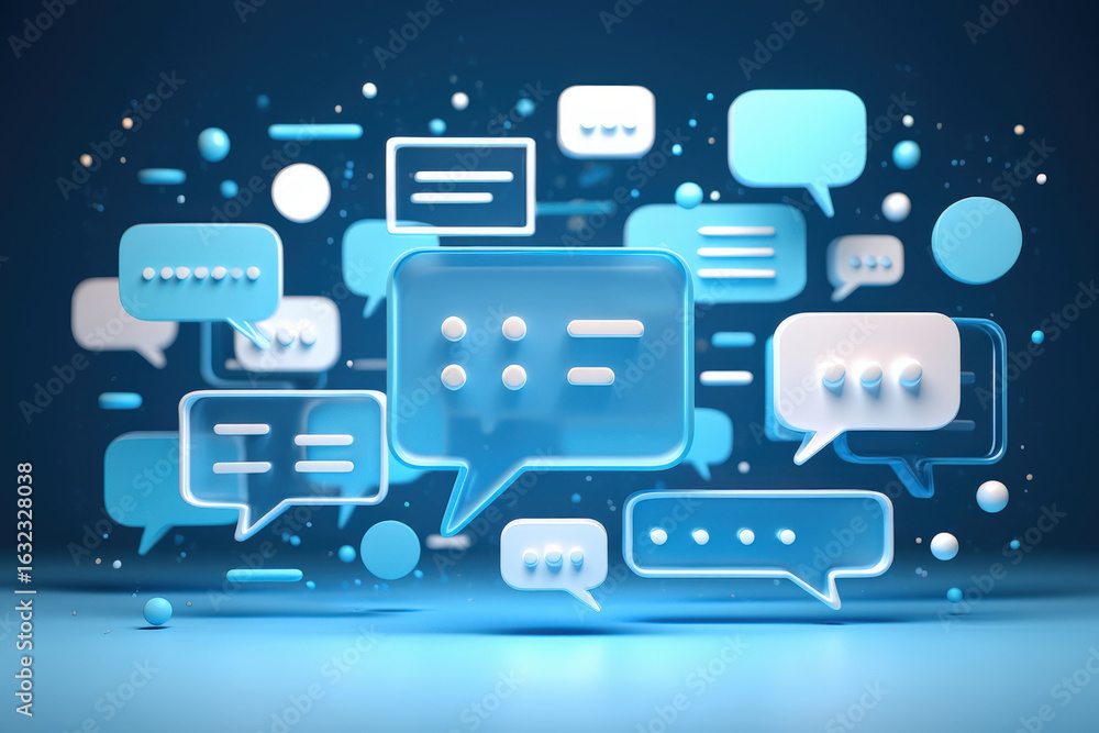 Poster digital dialogue a modern depiction of online communication social networking and the seamless excha