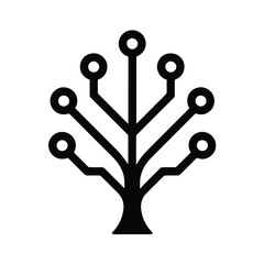 Technology Tree Circuit Vector Illustration in Minimal Black and White Silhouette for Innovation, Digital Network, and Tech Concept Design