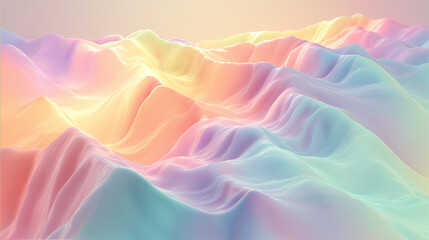 Obraz premium Pastel 3D terrain waves in fluid abstract landscape with surreal elevation and soft gradient hills in modern digital art design for calm atmosphere and ambient visual design
