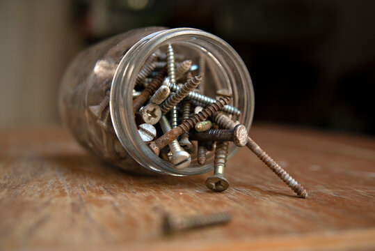 macro photography rusty screws used tools texture background image