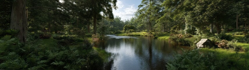 Fototapeta premium Serene nature hdr panoramas by tranquil pond