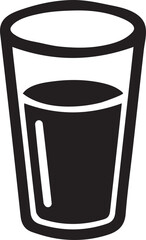 Stylized Illustration of a Glass Filled with Dark Liquid Showing Refraction and Minimalist Design Aesthetics for Iconography and Visual Communication