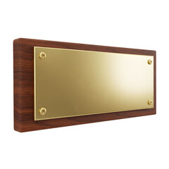 Obraz premium Blank Golden Plate on Wooden Plaque Background for Text Placement