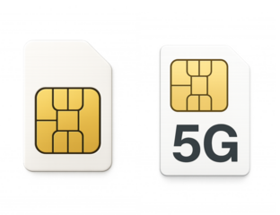 SIM cards  5G network chips  isolated on transparent 