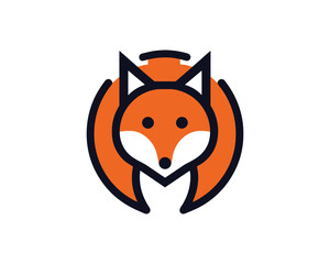 Obraz premium Minimalist Orange Fox Head Logo in Circular Design