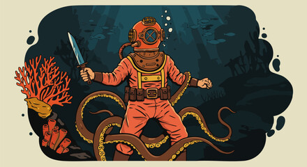 Deep Sea Diver Illustration