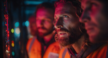 Emergency maintenance team assessing server outage in tech facility