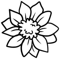 Pretty Flower Vector Outline Line Art Drawing