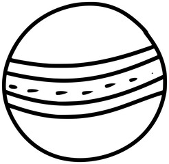 Cricket Ball Vector Outline Line Art Drawing