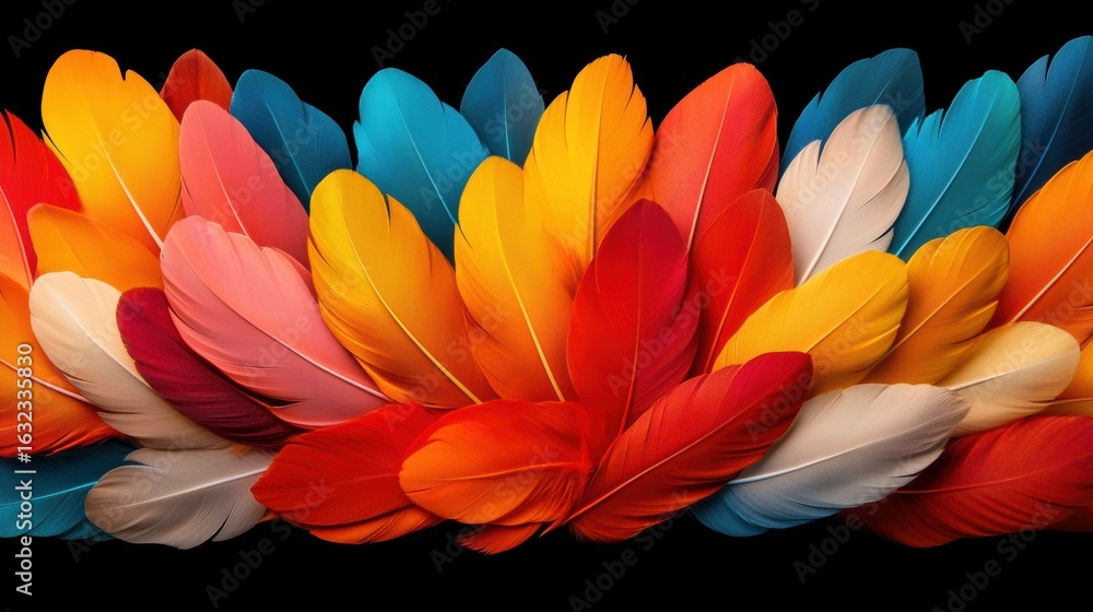 Aufkleber vibrant array of colorful feathers creating a stunning visual display