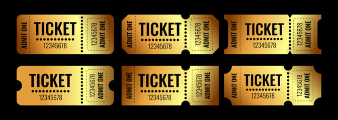 Golden ticket set with numbers and bold text design