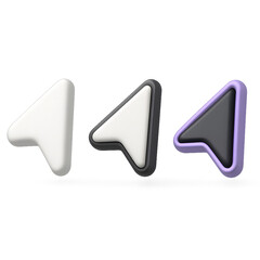 Set of modern 3D cursor arrow icons. UI and UX elements for navigation.