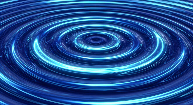 Vibrant Blue Luminous Ripples Forming a Hypnotic Energy Vortex.